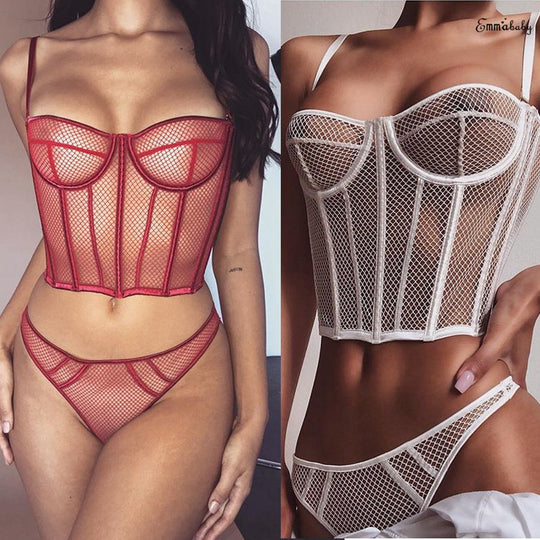 Damen Netz-Bustier mit Corsage-Design und verführerischen Details R&B