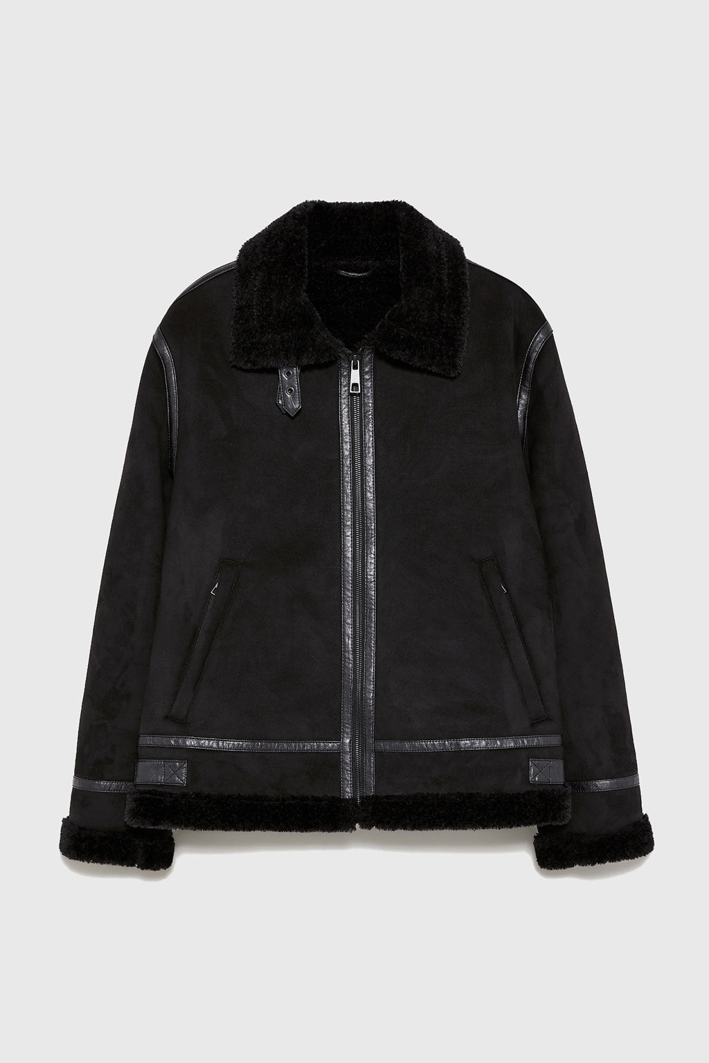 Damen lässige Shearlingjacke mit hochwertigem Obermaterial und komfortablem Innenfutter Hedi-Mode