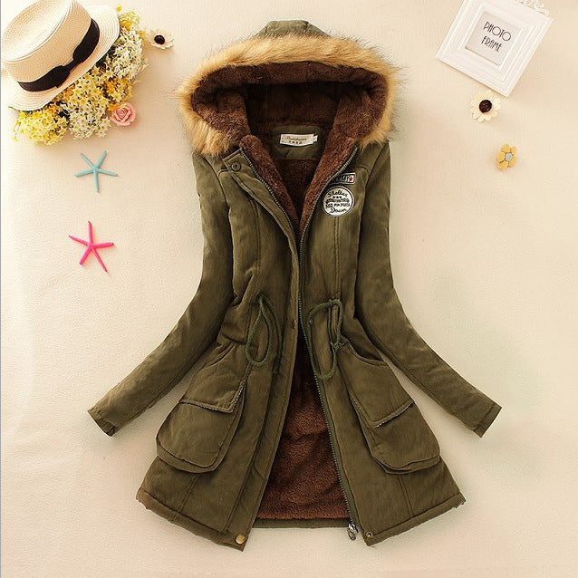 Damen Gesteppte Winterjacke mit Abnehmbarem Kunstfellkragen und Praktischen Aufgesetzten Taschen R&B