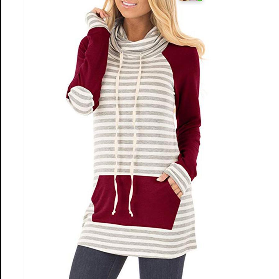 Damen Kapuzenpullover mit gestreiftem Design und praktischen Taschen R&B