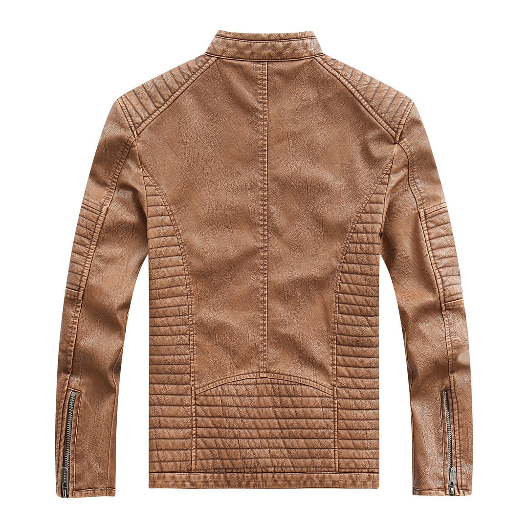Herren stylische Bikerjacke aus Kunstleder mit detailreichen Steppnähten R&B