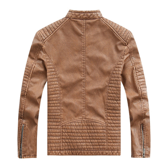 Herren stylische Bikerjacke aus Kunstleder mit detailreichen Steppnähten R&B