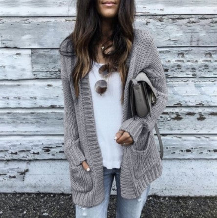 Damen Grobstrickjacke mit tiefen Taschen und lässigem Schnitt R&B