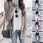 Damen Grobstrick-Cardigan mit tiefen Taschen und weit geschnittenen Ärmeln