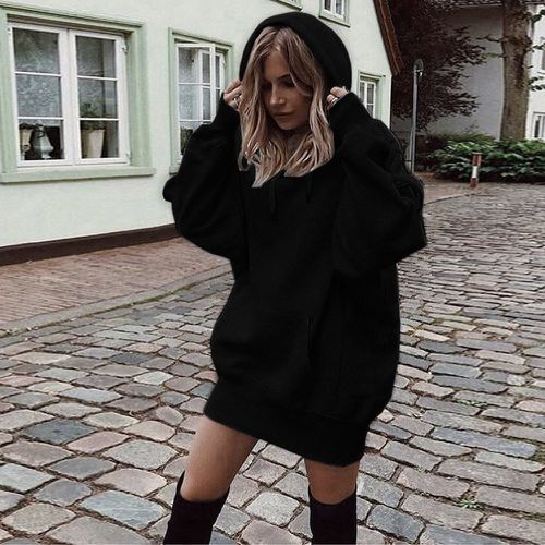 Damen Oversized Kapuzenkleid R&B