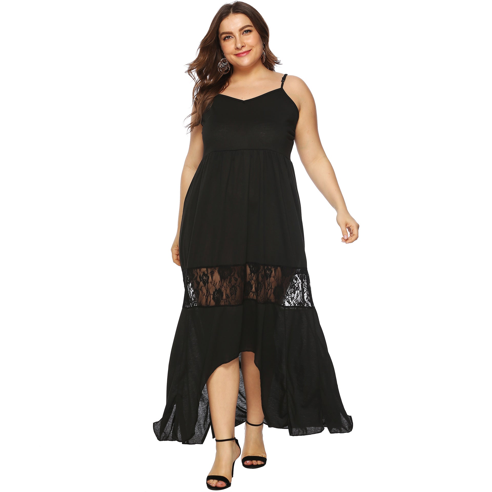 Damen Maxikleid mit Spitzenakzenten R&B
