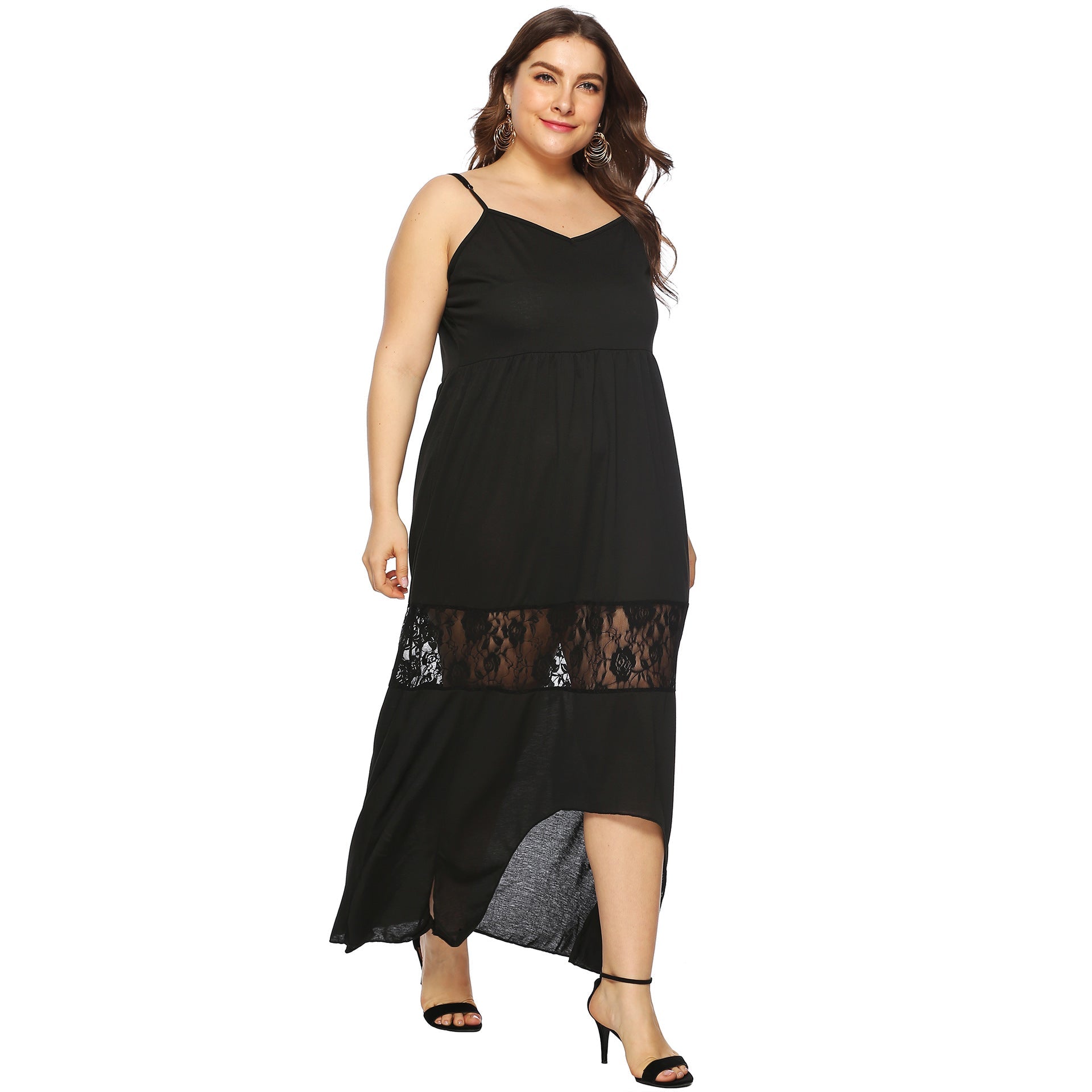 Damen Maxikleid mit Spitzenakzenten R&B