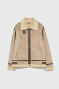 Damen lässige Shearlingjacke mit hochwertigem Obermaterial und komfortablem Innenfutter Hedi-Mode