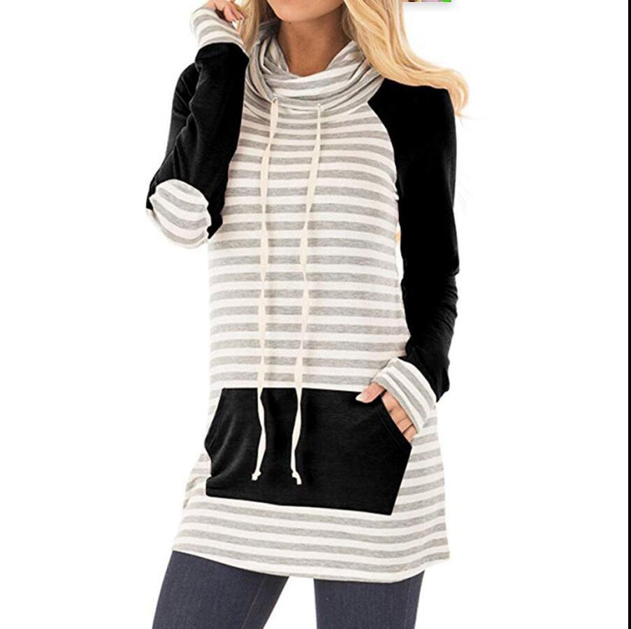 Damen Kapuzenpullover mit gestreiftem Design und praktischen Taschen R&B