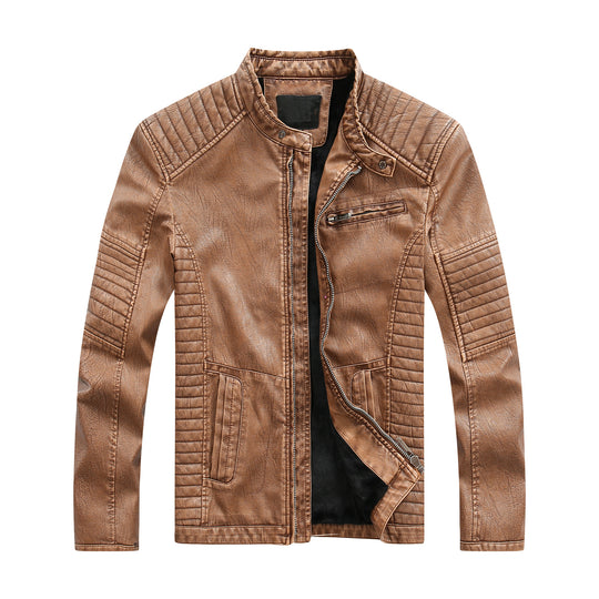 Herren stylische Bikerjacke aus Kunstleder mit detailreichen Steppnähten R&B