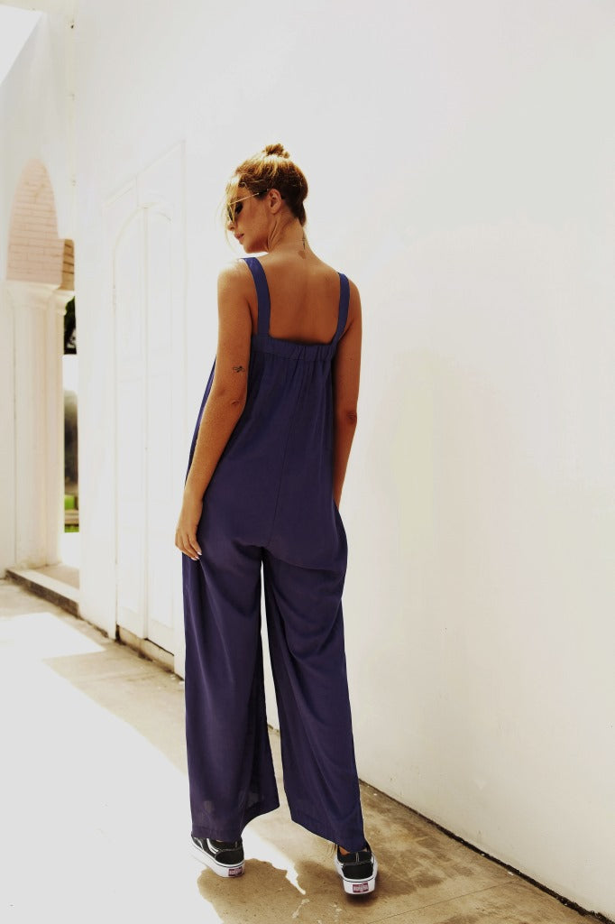 Damen Lässiger Jumpsuit mit weitem Bein und praktischen Taschen R&B