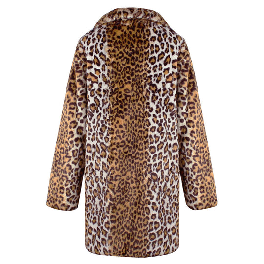 Damen Luxuriöse Kunstpelzjacke mit trendigem Leopardenmuster R&B