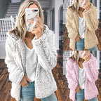 Damen nan kuschelige Teddy-Fleece Übergangsjacke mit Kapuze und Reißverschluss R&B