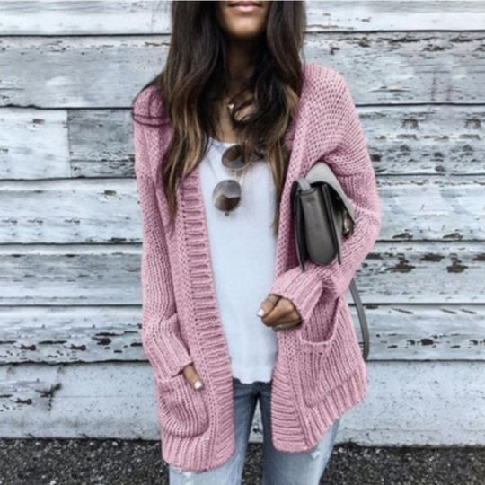 Damen Grobstrickjacke mit tiefen Taschen und lässigem Schnitt R&B