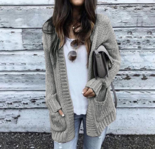 Damen Grobstrickcardigan mit lässigem Schnitt und praktischen Taschen R&B