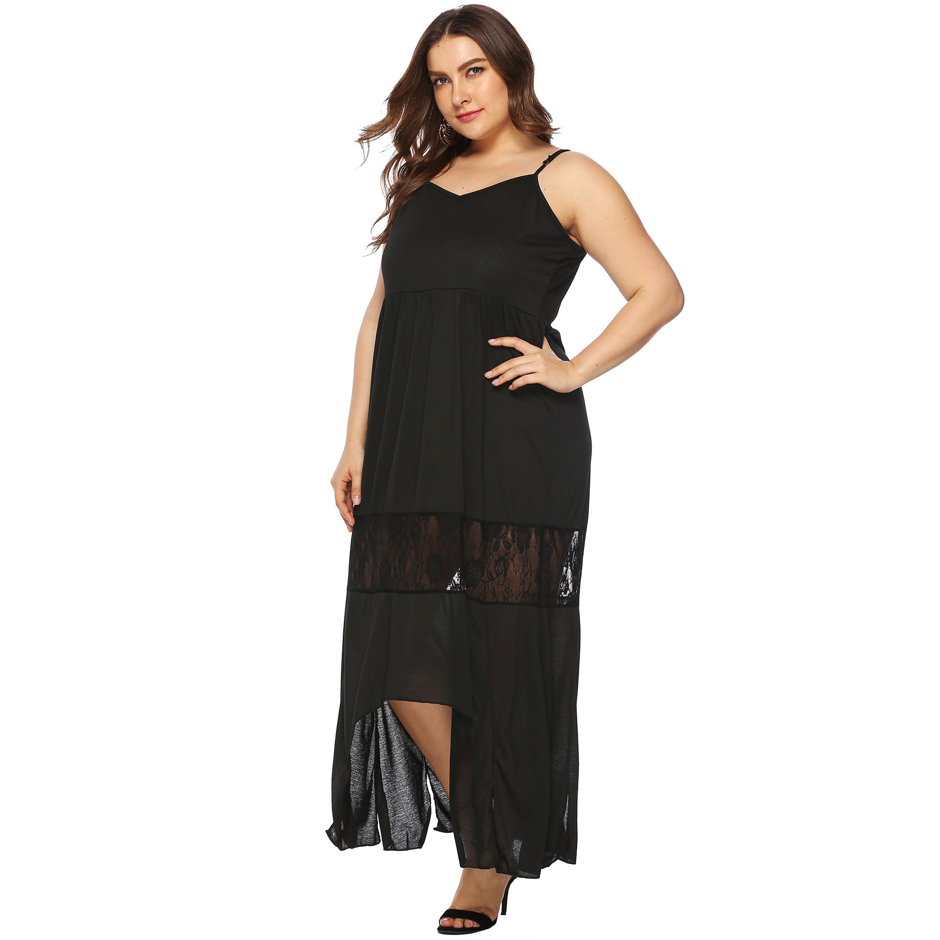 Damen Maxikleid mit Spitzenakzenten R&B