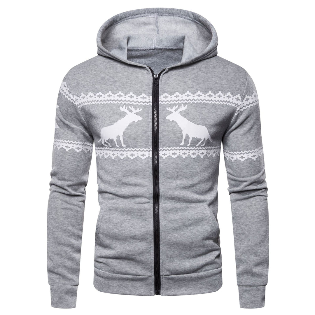 Herren Kapuzenjacke mit nordischem Motiv und praktischem Reißverschluss R&B