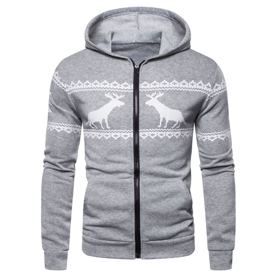 Herren Kapuzenjacke mit nordischem Motiv und praktischem Reißverschluss R&B