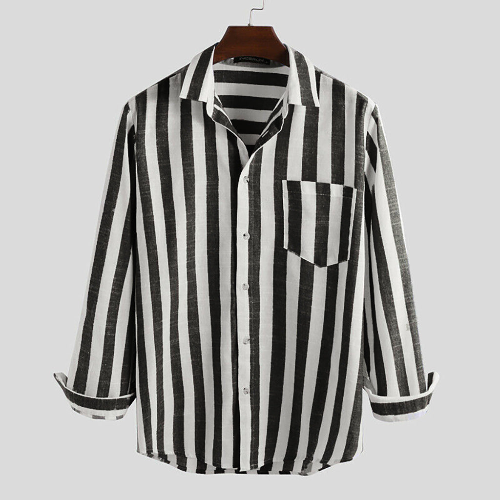 Herren gestreifte Hemdjacke aus leichtem Baumwollstoff R&B