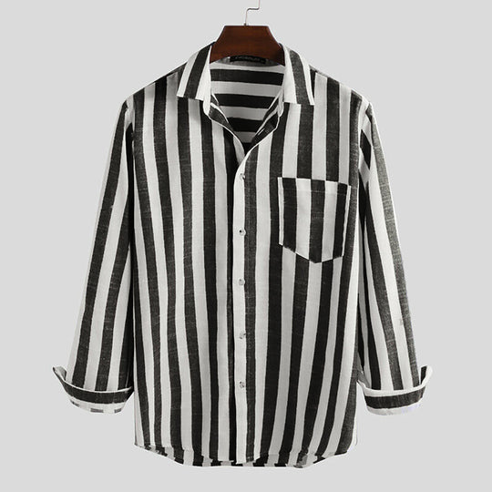 Herren gestreifte Hemdjacke aus leichtem Baumwollstoff R&B