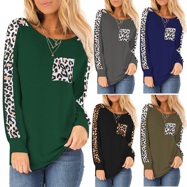 Damen Sweatshirt mit modischem Leopardenmuster R&B