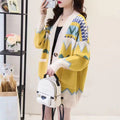 Damen Großer, gemusterter Strickcardigan mit Taschen und Knopfleiste