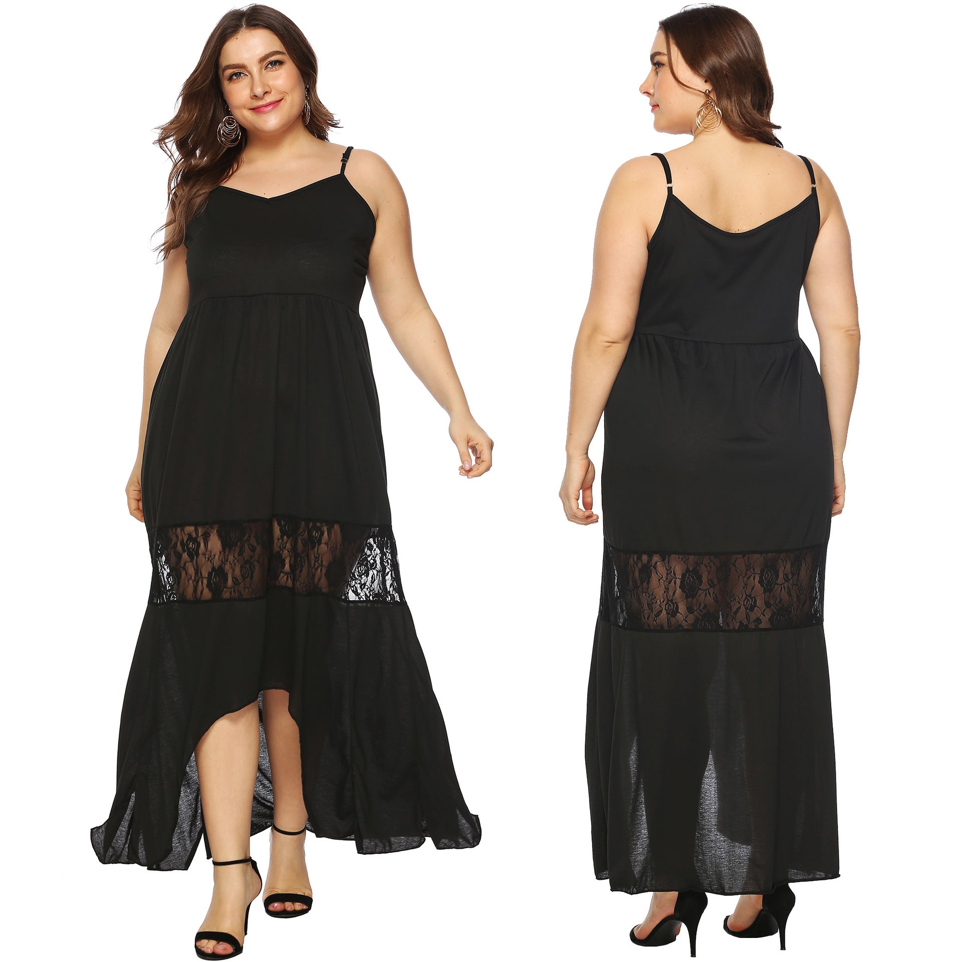 Damen Maxikleid mit Spitzenakzenten R&B