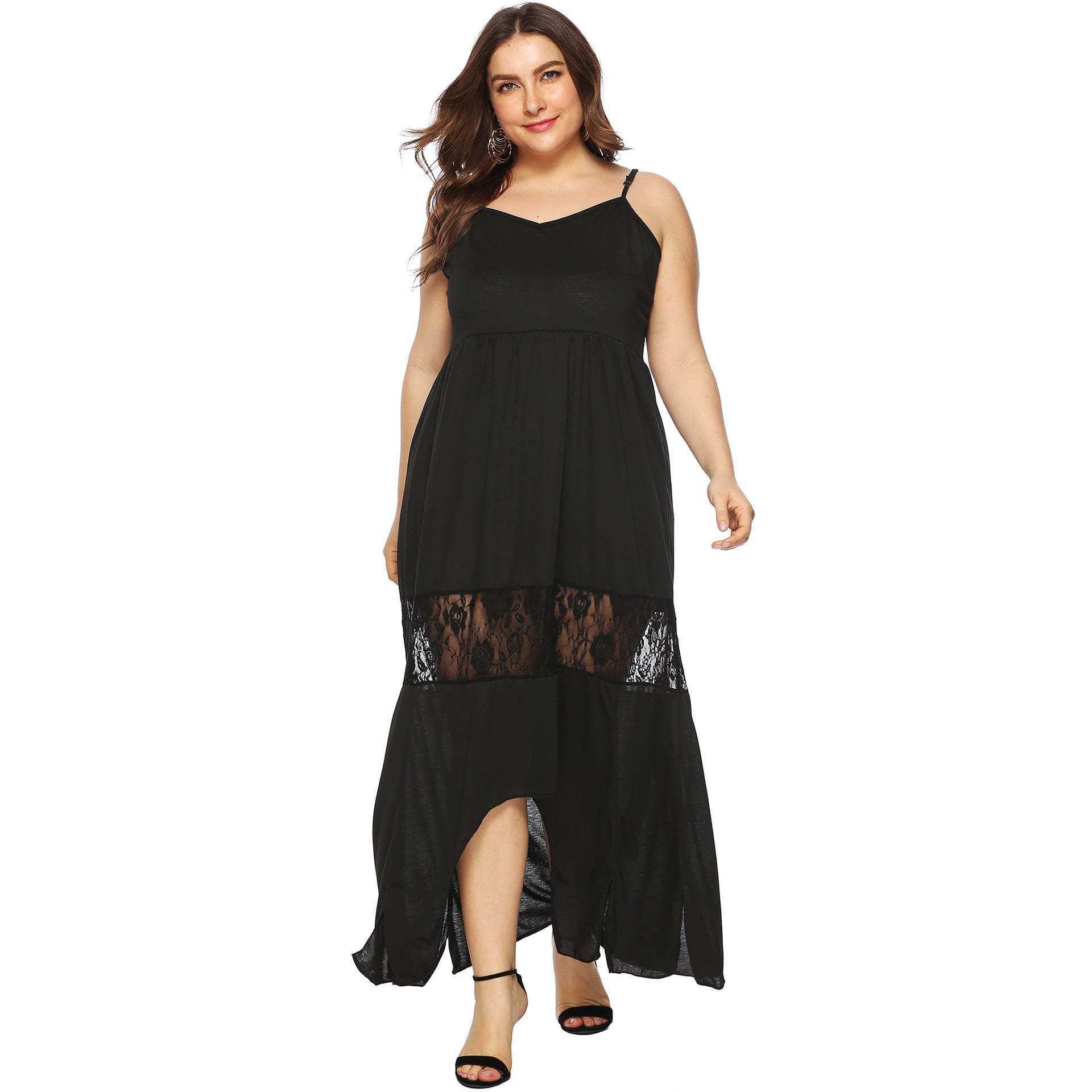 Damen Maxikleid mit Spitzenakzenten R&B