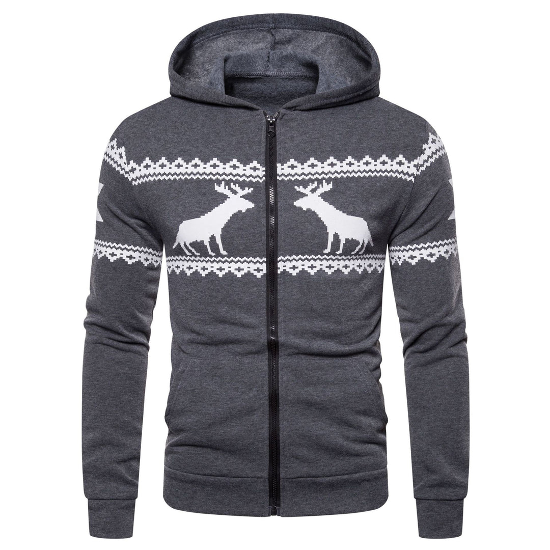 Herren Kapuzenjacke mit nordischem Motiv und praktischem Reißverschluss R&B