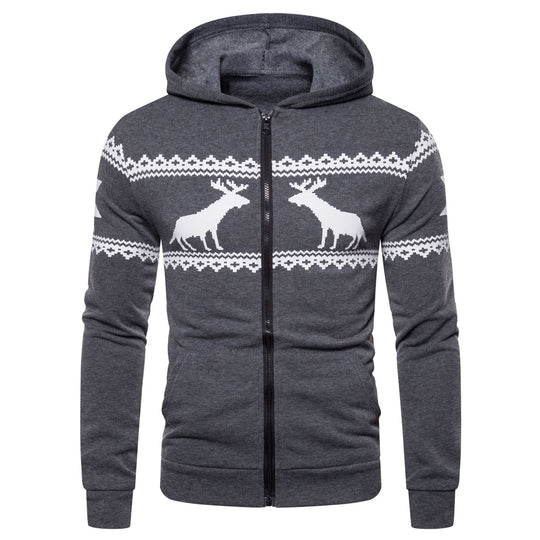 Herren Kapuzenjacke mit nordischem Motiv und praktischem Reißverschluss R&B