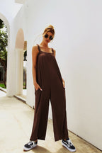 Damen Lässiger Jumpsuit mit weitem Bein und praktischen Taschen R&B