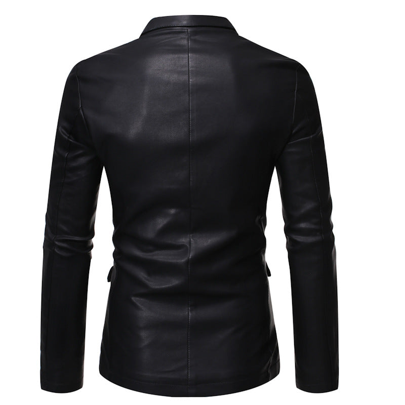 Herren elegante Kunstlederjacke mit modernem Schnitt