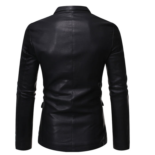 Herren elegante Kunstlederjacke mit modernem Schnitt R&B