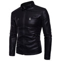 Herren elegante Kunstlederjacke mit modernen Reißverschlusstaschen