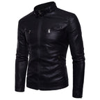 Herren elegante Kunstlederjacke mit modernen Reißverschlusstaschen