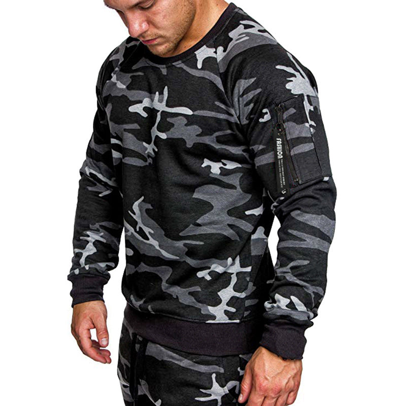 Herren sportlicher Sweatshirt mit praktischer Reißverschlusstasche R&B