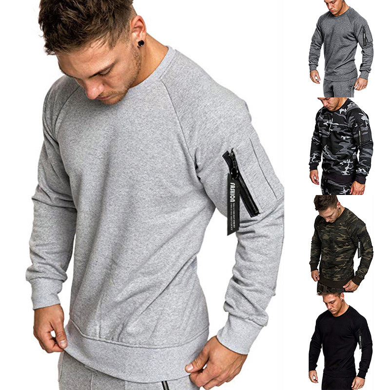 Herren sportlicher Sweatshirt mit praktischer Reißverschlusstasche