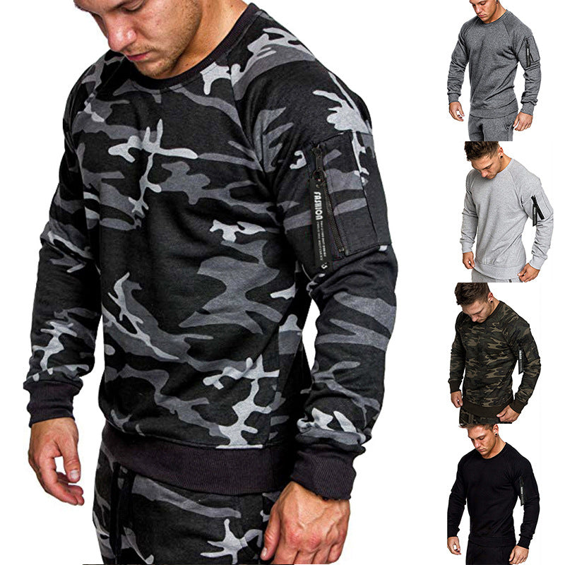 Herren sportlicher Sweatshirt mit praktischer Reißverschlusstasche
