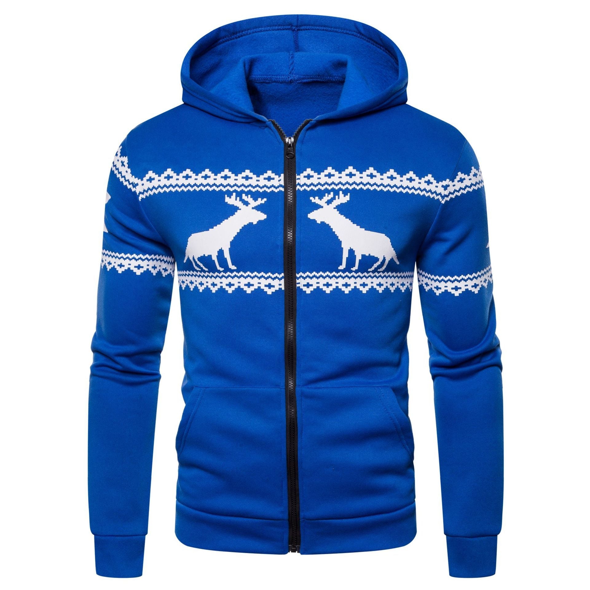 Herren Kapuzenjacke mit nordischem Motiv und praktischem Reißverschluss
