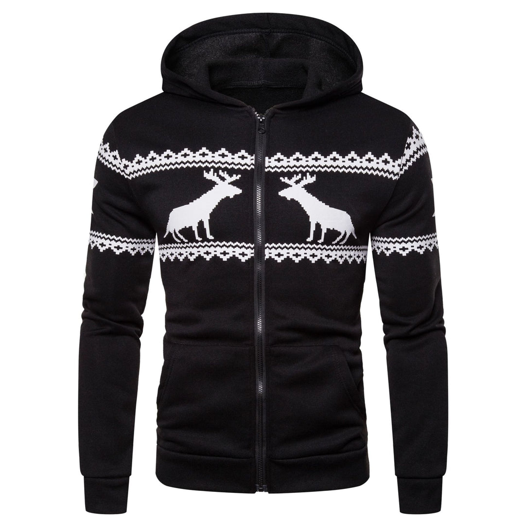 Herren Kapuzenjacke mit nordischem Motiv und praktischem Reißverschluss R&B