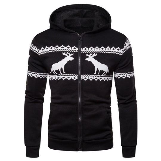 Herren Kapuzenjacke mit nordischem Motiv und praktischem Reißverschluss R&B
