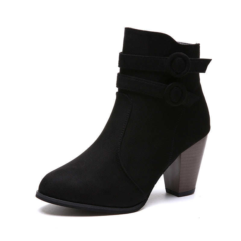 Damen Stiefeletten mit modischen Riemen und komfortablem Blockabsatz R&B