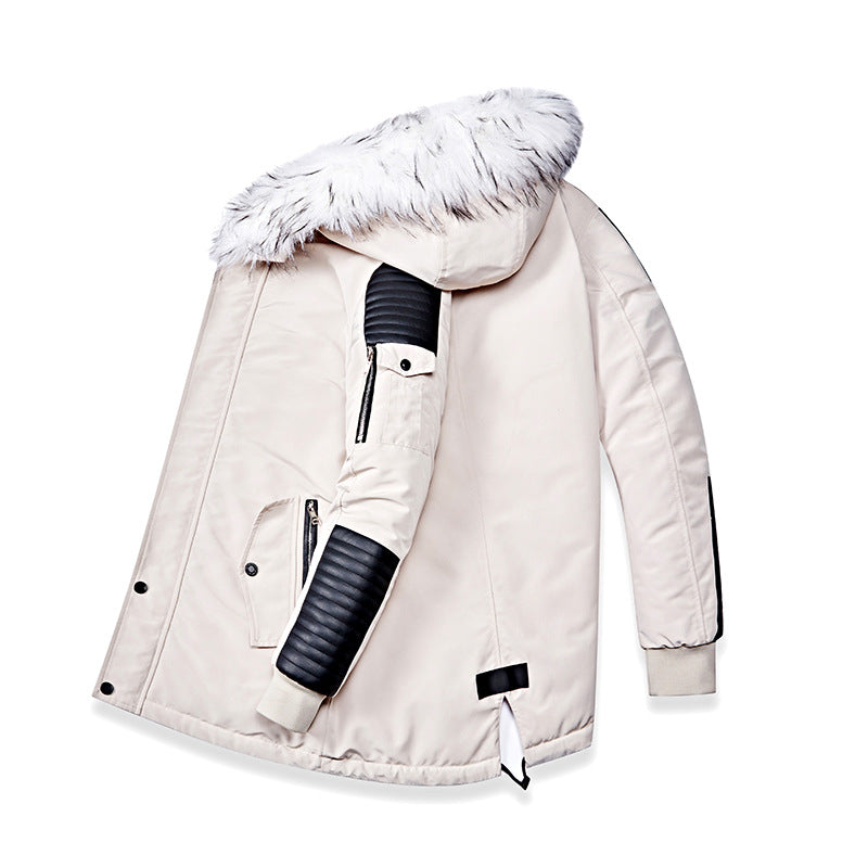 Herren Winterjacke mit abnehmbarem Kunstfellkragen und vielseitigen Taschen R&B