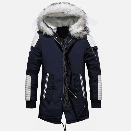 Herren Winterjacke mit abnehmbarem Kunstfellkragen und vielseitigen Taschen R&B