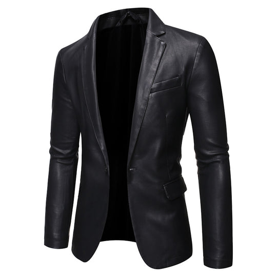 Herren elegante Kunstlederjacke mit modernem Schnitt R&B