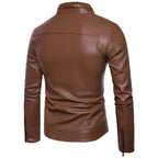 Herren elegante Kunstlederjacke mit modernen Reißverschlusstaschen