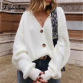 Damen Strickjacke mit oversized Schnitt und dekorativen Knopfdetails R&B