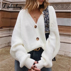 Damen Strickjacke mit oversized Schnitt und dekorativen Knopfdetails R&B