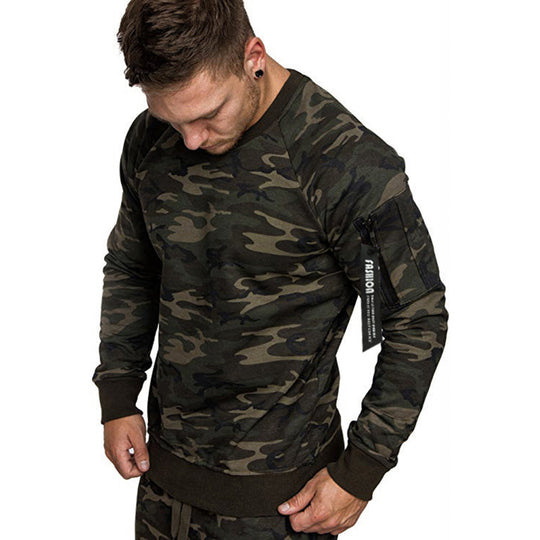 Herren sportlicher Sweatshirt mit praktischer Reißverschlusstasche R&B
