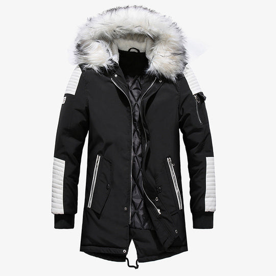 Herren Winterjacke mit abnehmbarem Kunstfellkragen und vielseitigen Taschen R&B